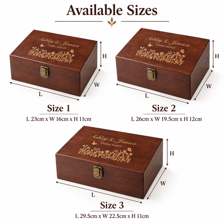 Personalized Wooden Storage Boxes Engraved Name Date Memory Box
