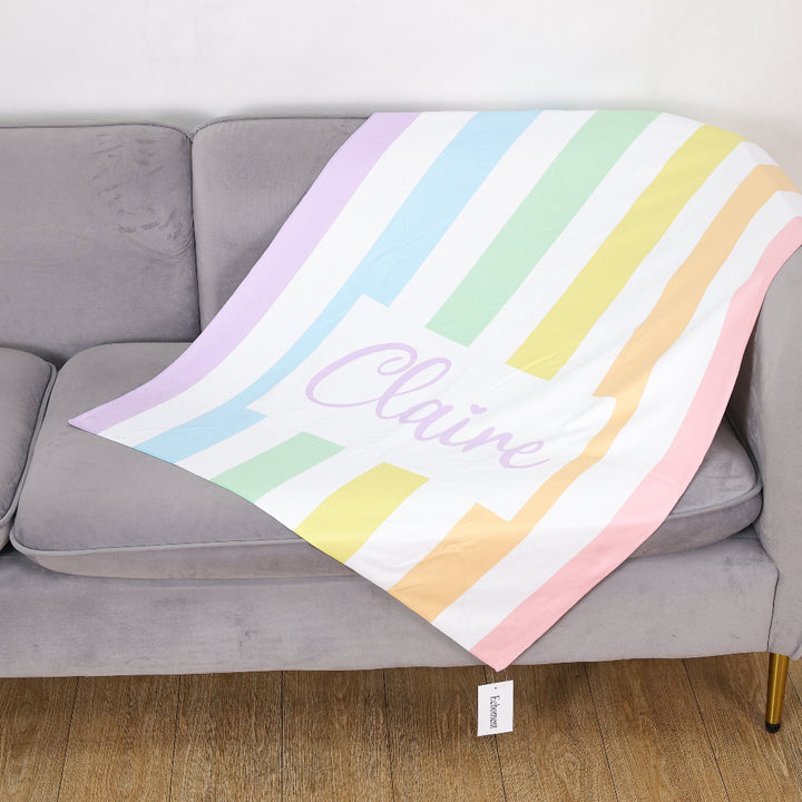 Echoment - Personalized Striped Beach Towel Custom Name Cabana Stripe Pool Towel  Summer Vacation Gifts