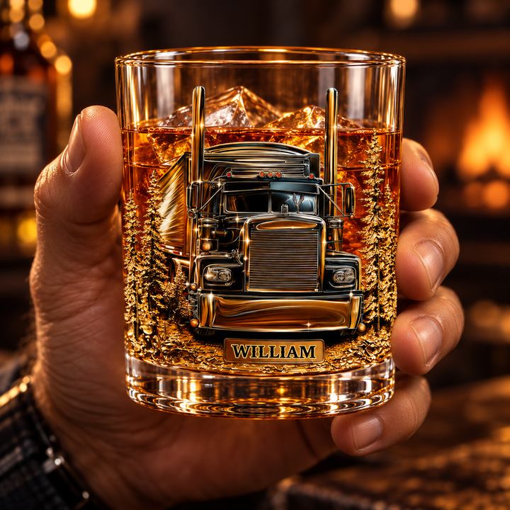 Personalized Trucker Whiskey Wine Glass Best Truck Driver