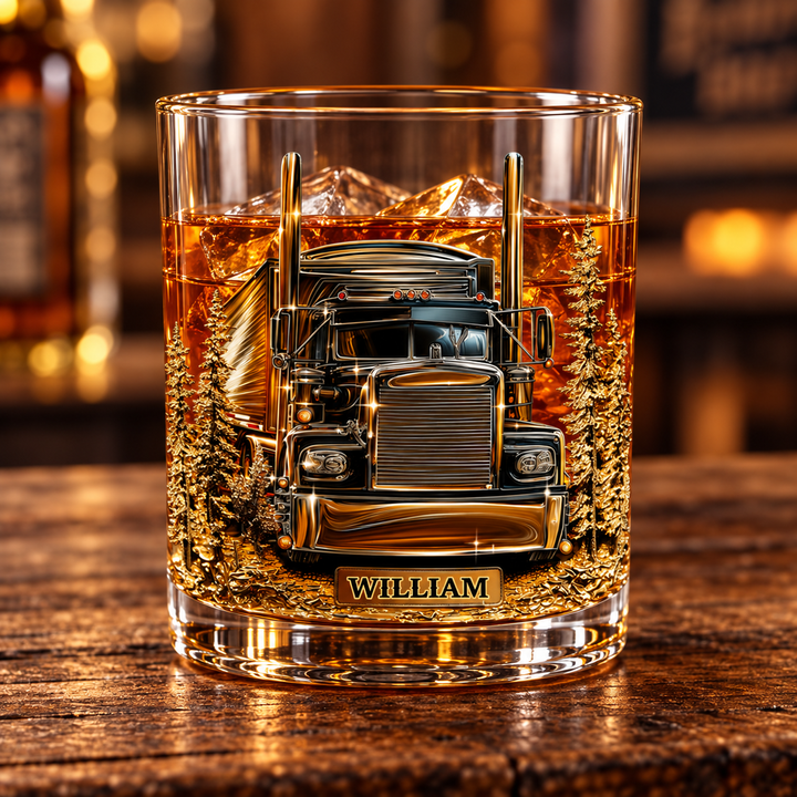 Personalized Trucker Whiskey Wine Glass Best Truck Driver