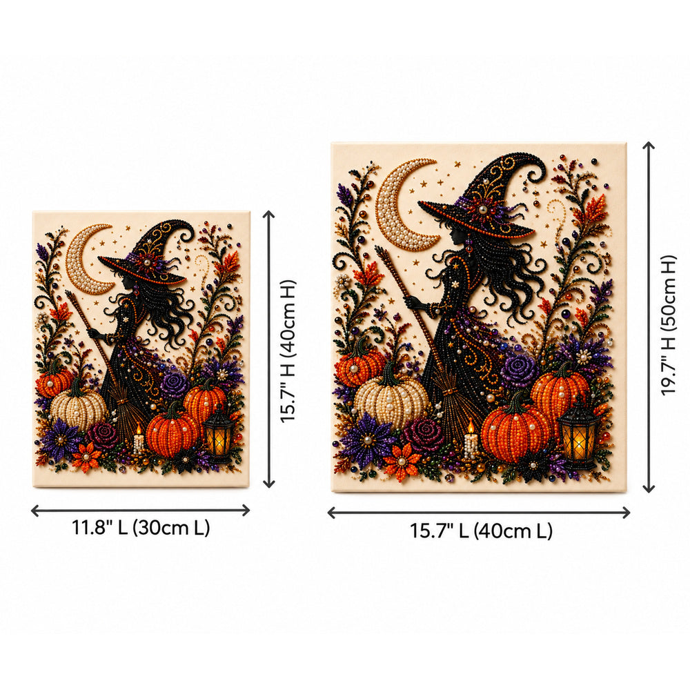 Framed Halloween Witch - DIY Pearls Painting Kit for Creativity DIY Pearl Dot Crafts for Gift Home Wall Decor
