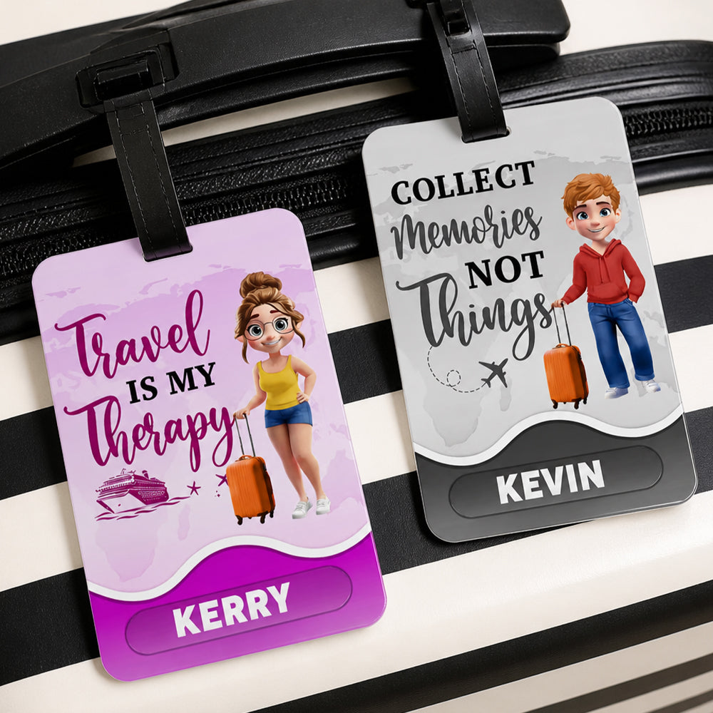 Personalized 3D Cartoon Luggage Tag Custom Character Name Travel Accessories Birthday Gift for Family Friends Travel Lovers
