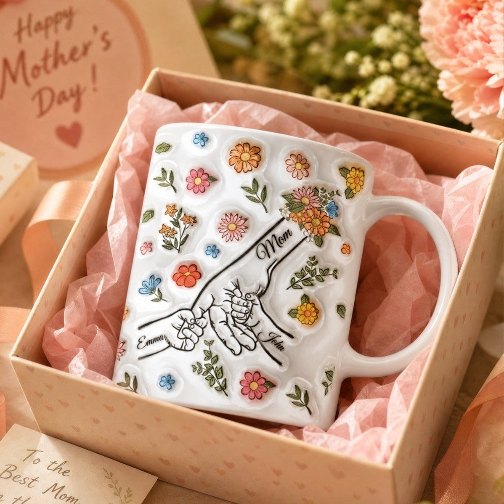 Personalized Floral Mug Custom Name Mother‘s Day Grandma Birthday Gift 11oz