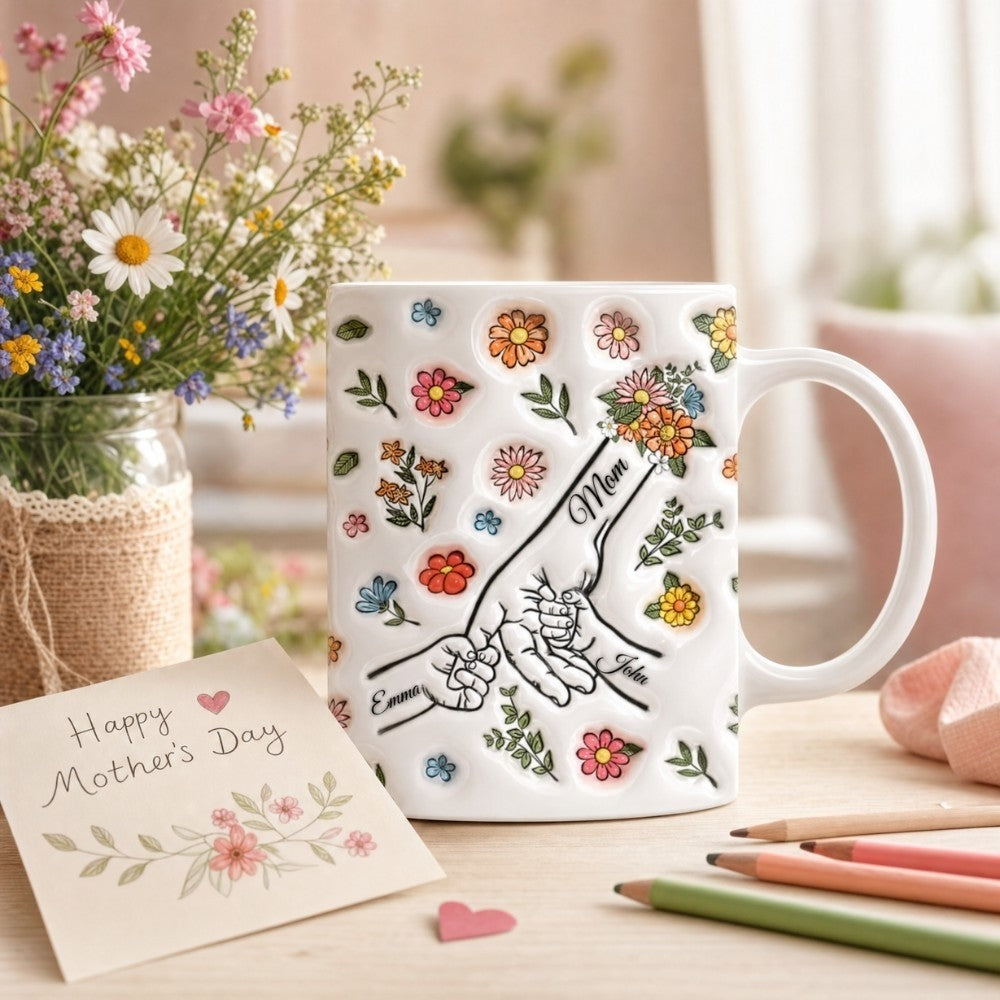 Personalized Floral Mug Custom Name Mother‘s Day Grandma Birthday Gift 11oz