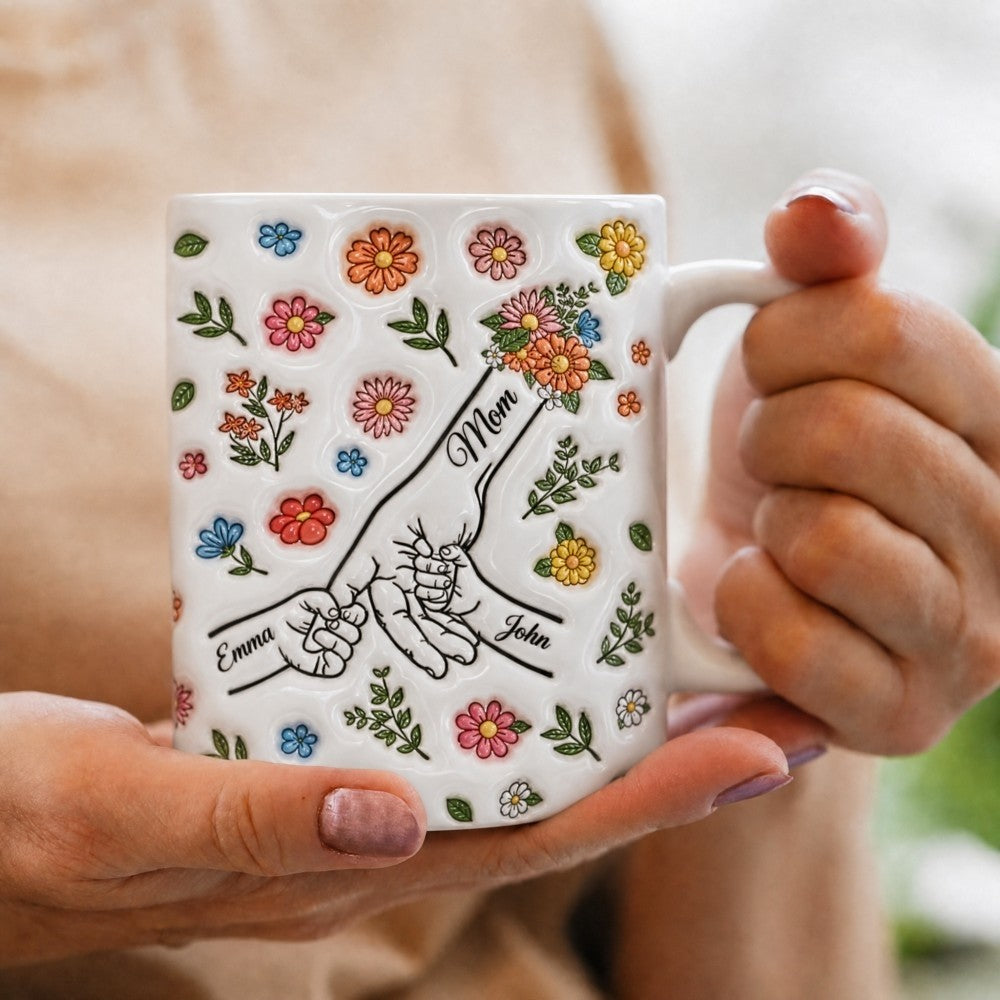 Personalized Floral Mug Custom Name Mother‘s Day Grandma Birthday Gift 11oz