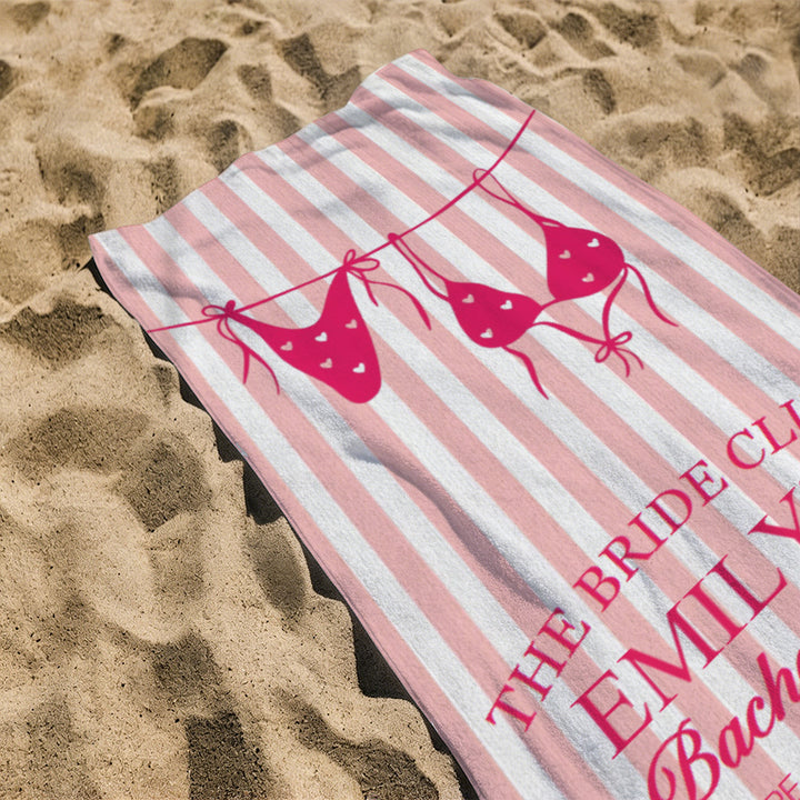 Personalized Bikini Beach Towel Custom Name Bachelorette Party Girls Trip 2026 Bachelorette Towels Beach Bachelorette Party Gifts