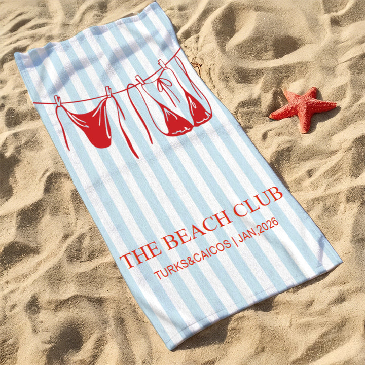 Personalized Bikini Beach Towel Custom Name Bachelorette Party Girls Trip 2026 Bachelorette Towels Beach Bachelorette Party Gifts