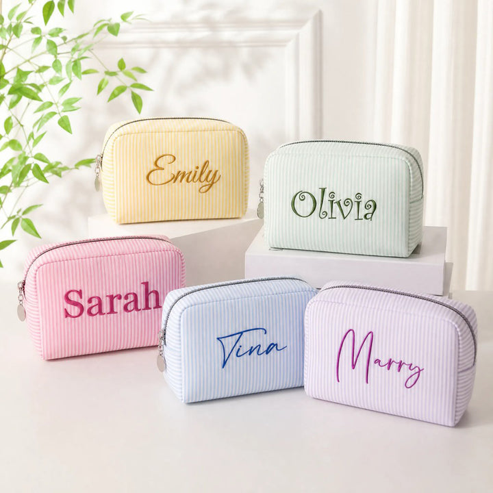 Personalized Embroidered Makeup Bag Custom Name Cosmetic Pouch Bridesmaid Birthday Mother‘s Day Gift for Her