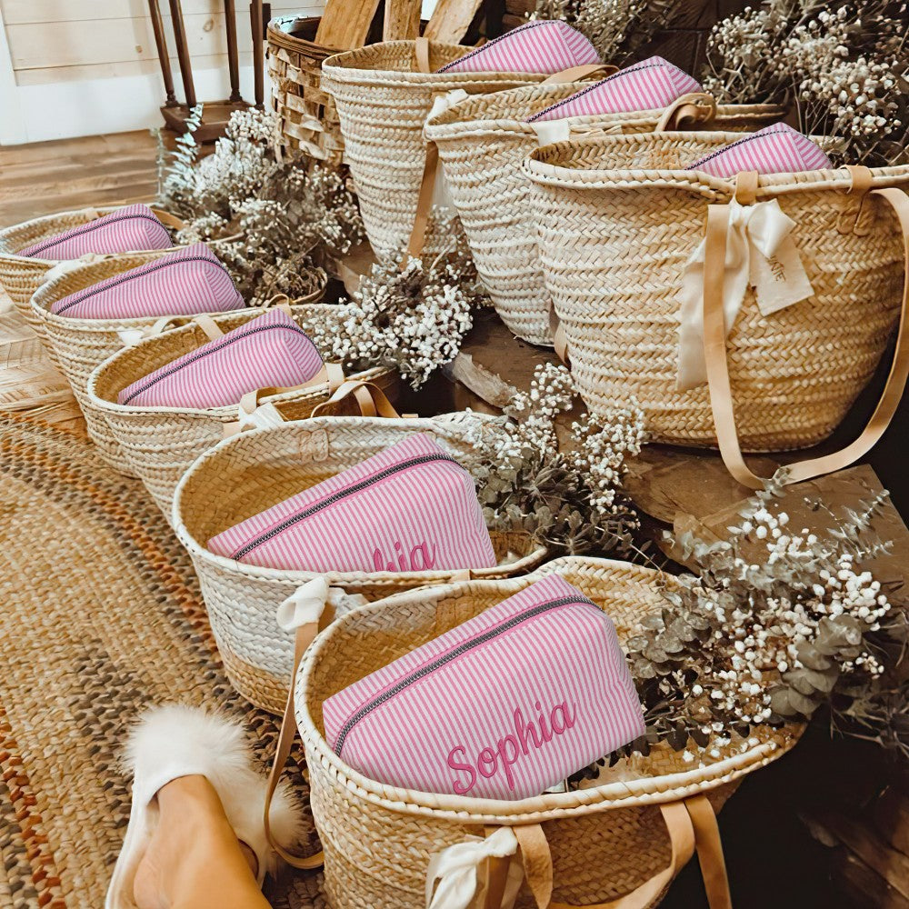 Personalized Embroidered Makeup Bag Custom Name Cosmetic Pouch Bridesmaid Birthday Mother‘s Day Gift for Her