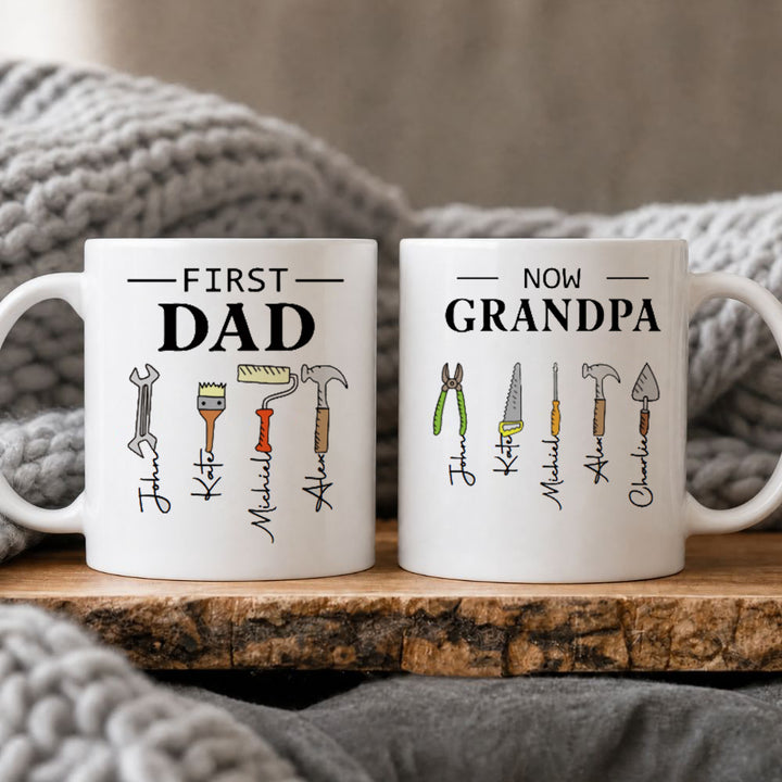 Personalized First Dad Now Grandpa Mug Custom Kids Names Garage Mug Father&