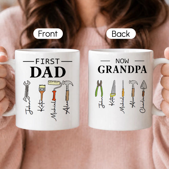Personalized First Dad Now Grandpa Mug Custom Kids Names Garage Mug Father&
