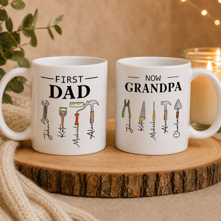 Personalized First Dad Now Grandpa Mug Custom Kids Names Garage Mug Father&