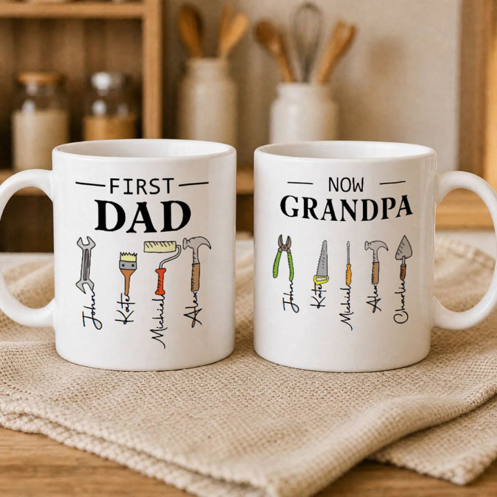 Personalized First Dad Now Grandpa Mug Custom Kids Names Garage Mug Father&
