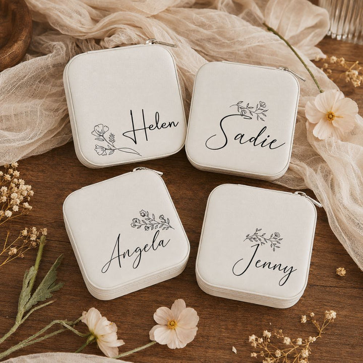 Personalized Floral Jewelry Box Custom Name Bridesmaid Mother&