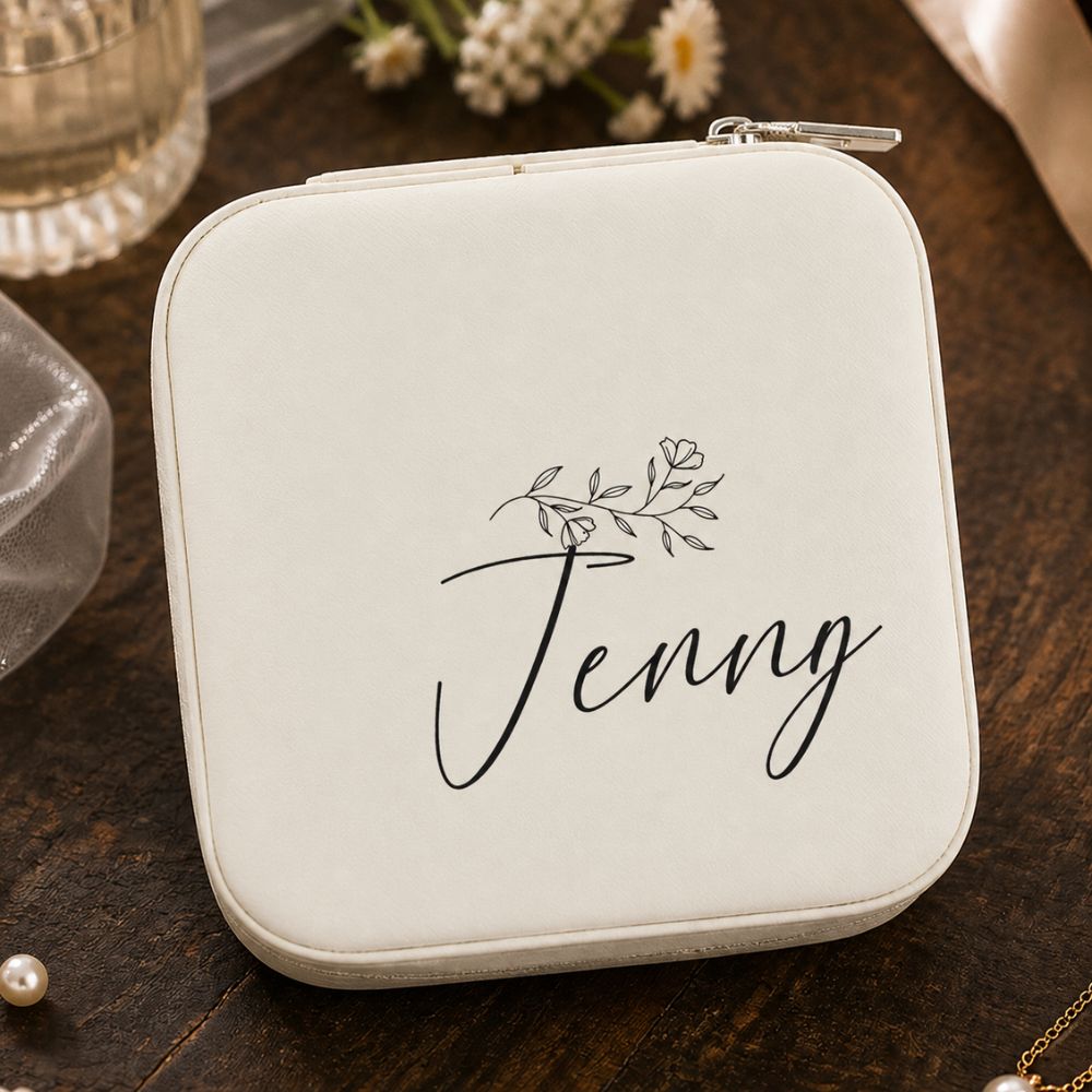 Personalized Floral Jewelry Box Custom Name Bridesmaid Mother&