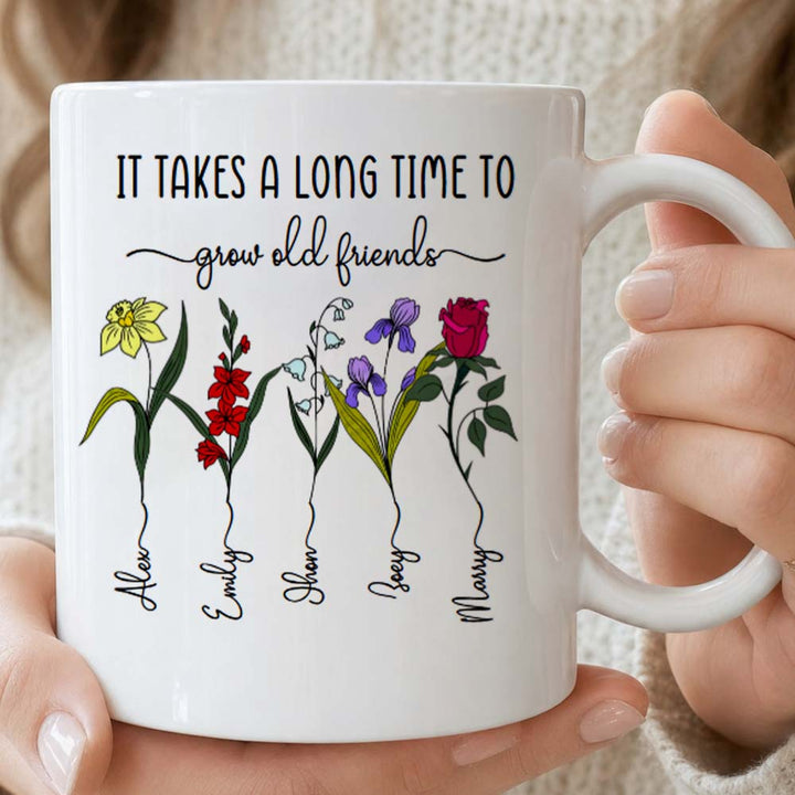 Personalized Friendship Mug Birth Flower Custom Name Bestie Birthday Gift 11oz