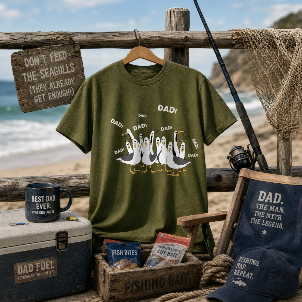 Personalized Funny Seagull T-Shirt for Mom Dad Teacher Custom Name Unisex Cotton Tee