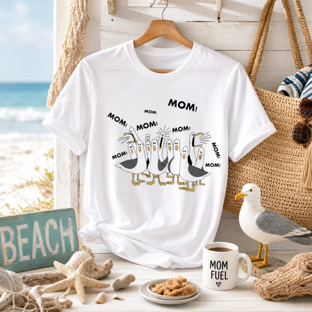 Personalized Funny Seagull T-Shirt for Mom Dad Teacher Custom Name Unisex Cotton Tee