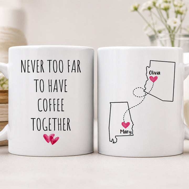 Personalized Long Distance Friendship Mug Ceramic Best Friend Moving Away Gift 11oz