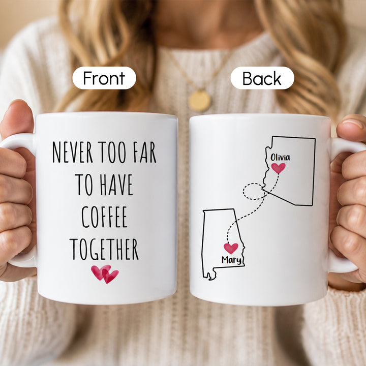 Personalized Long Distance Friendship Mug Ceramic Best Friend Moving Away Gift 11oz