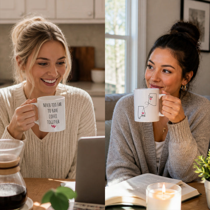 Personalized Long Distance Friendship Mug Ceramic Best Friend Moving Away Gift 11oz