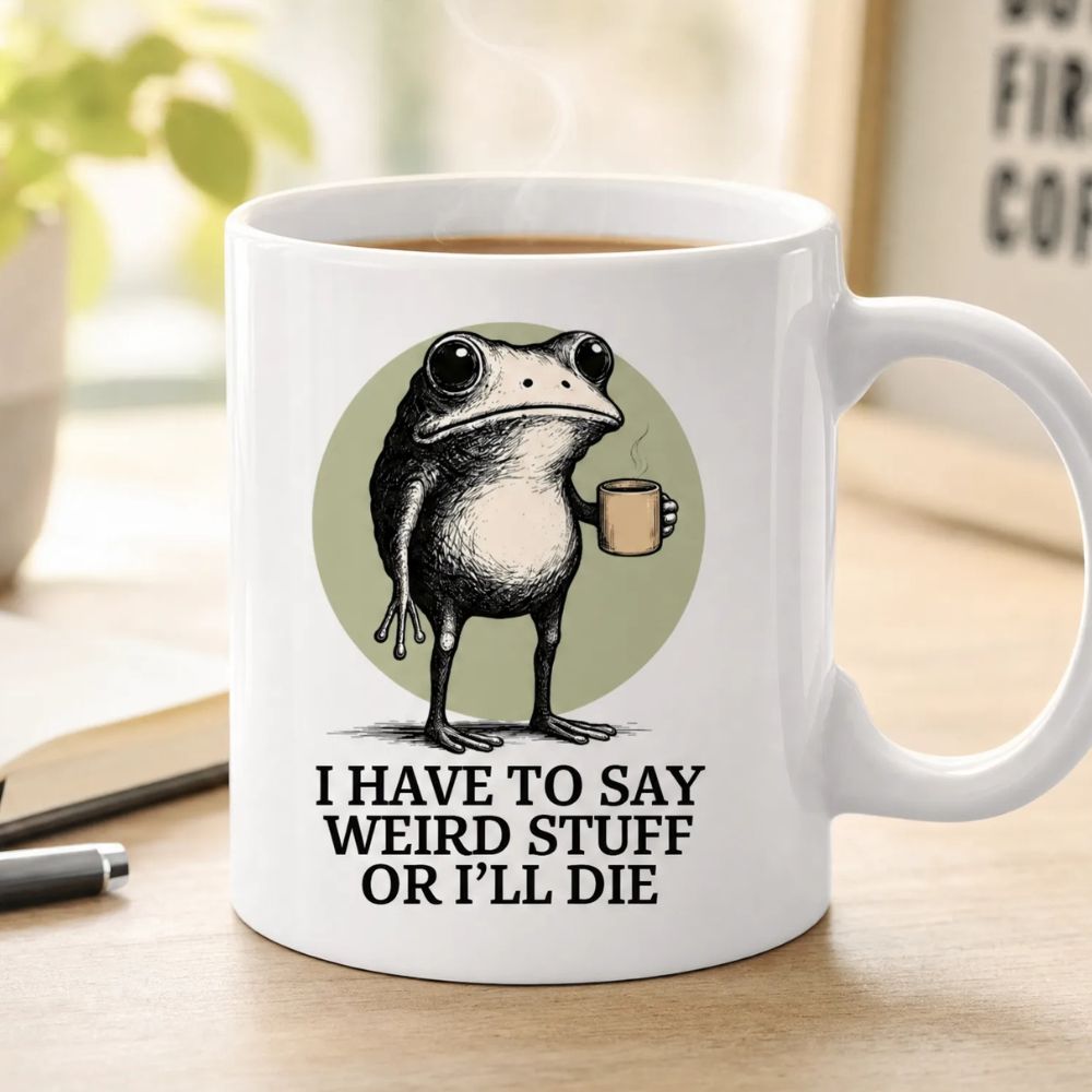Personalized Sarcastic Frog Mug Custom Weird Quote Ceramic Cup Double Sided Printing Cup Quirky Gift for Best Friend Coworker 11oz 15oz