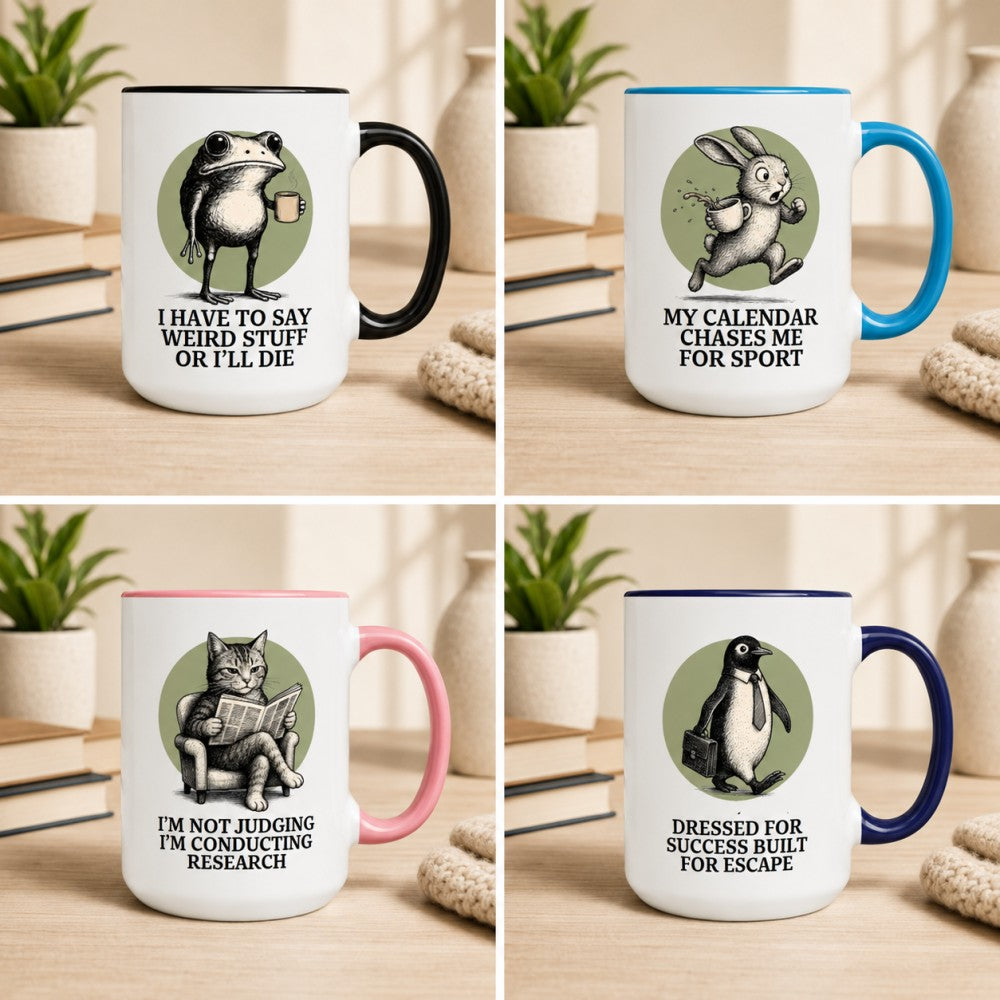 Personalized Sarcastic Frog Mug Custom Weird Quote Ceramic Cup Double Sided Printing Cup Quirky Gift for Best Friend Coworker 11oz 15oz