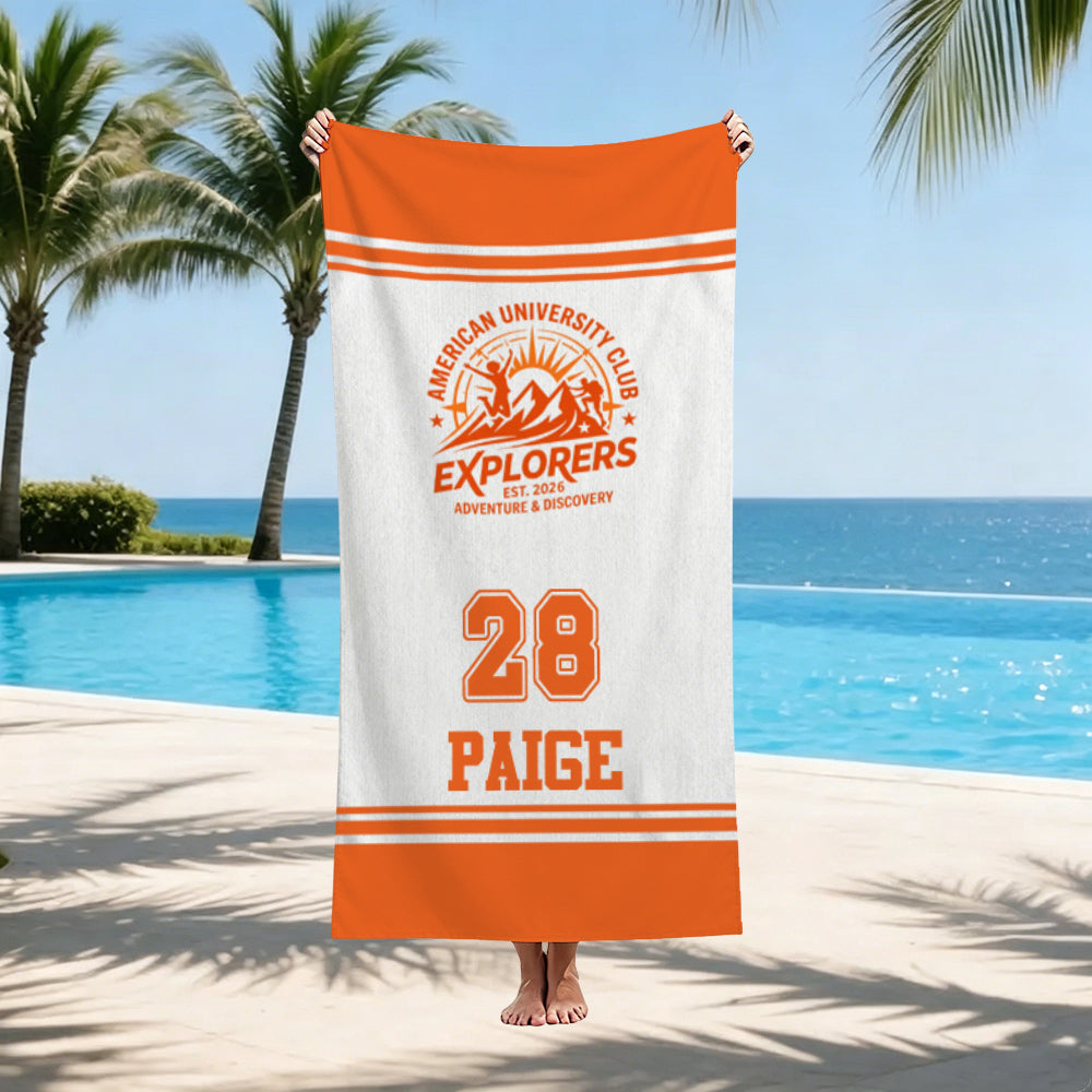 Personalized Sports Team Logo Beach Towel Custom Name Number Soccer Baseball Swimming Club Team Gift