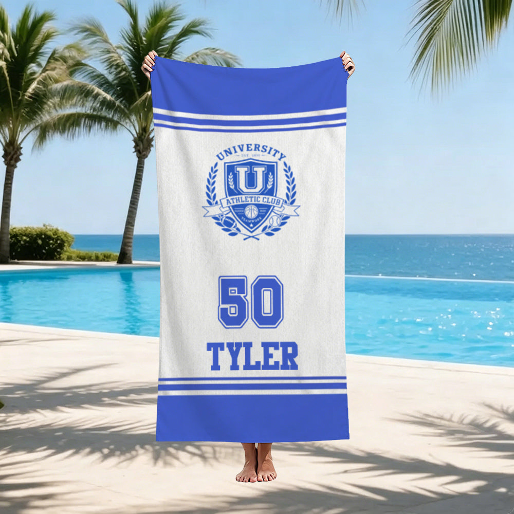 Personalized Sports Team Logo Beach Towel Custom Name Number Soccer Baseball Swimming Club Team Gift