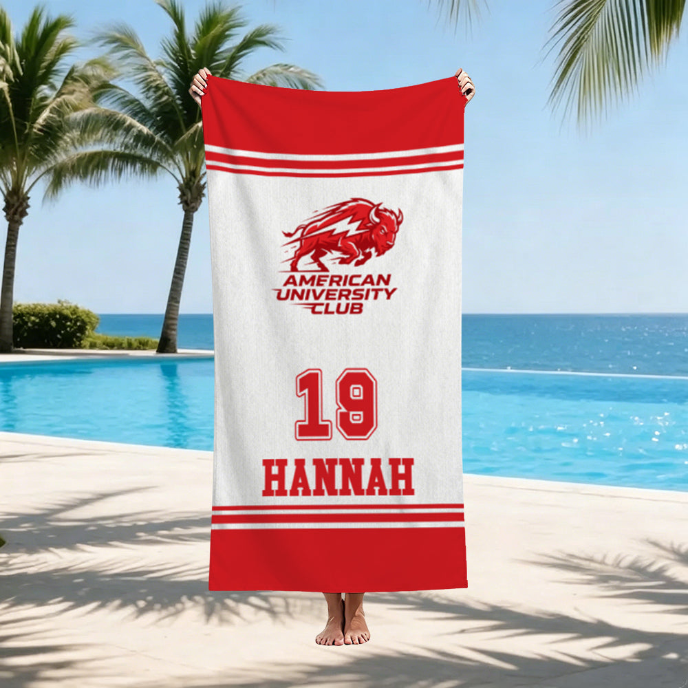 Personalized Sports Team Logo Beach Towel Custom Name Number Soccer Baseball Swimming Club Team Gift
