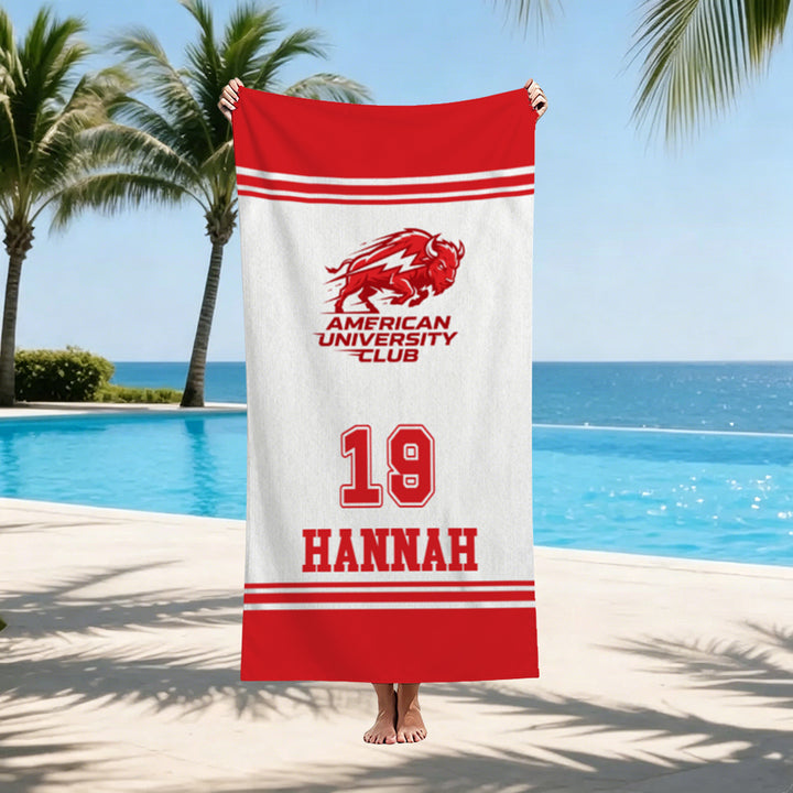 Personalized Sports Team Logo Beach Towel Custom Name Number Soccer Baseball Swimming Club Team Gift
